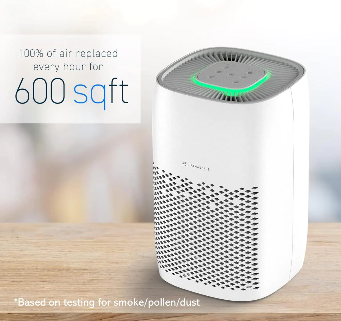 HathaSpace harmony 600 air purifier for desktop with h13 hepa air filter, quiet air filter, quiet air cleaner for allergens, pets, smoke