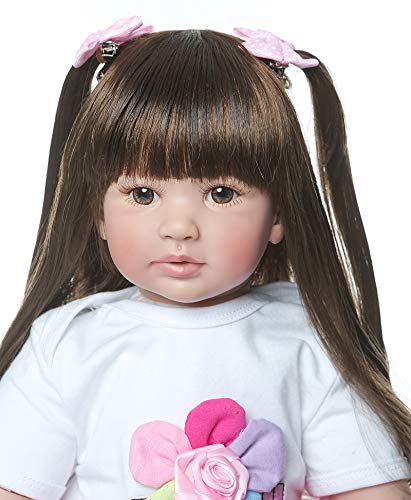 Pinky Reborn Pinky 24 inch 61cm Lovely Reborn Baby Girl Dolls Toddler Realistic Looking Life Like Baby Doll Vinyl Silicone Long Hair Babies T