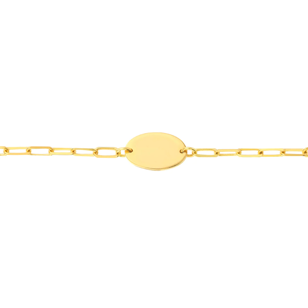Jewelryweb 14k Yellow Gold Sparkle-Cut Open Forz 50 Plain Engravable Plate Anklet - 10 Inch