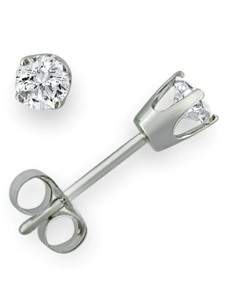 MLG Jewelry 1/3ct TW Round Diamond Stud Earrings for Women in 14K Gold