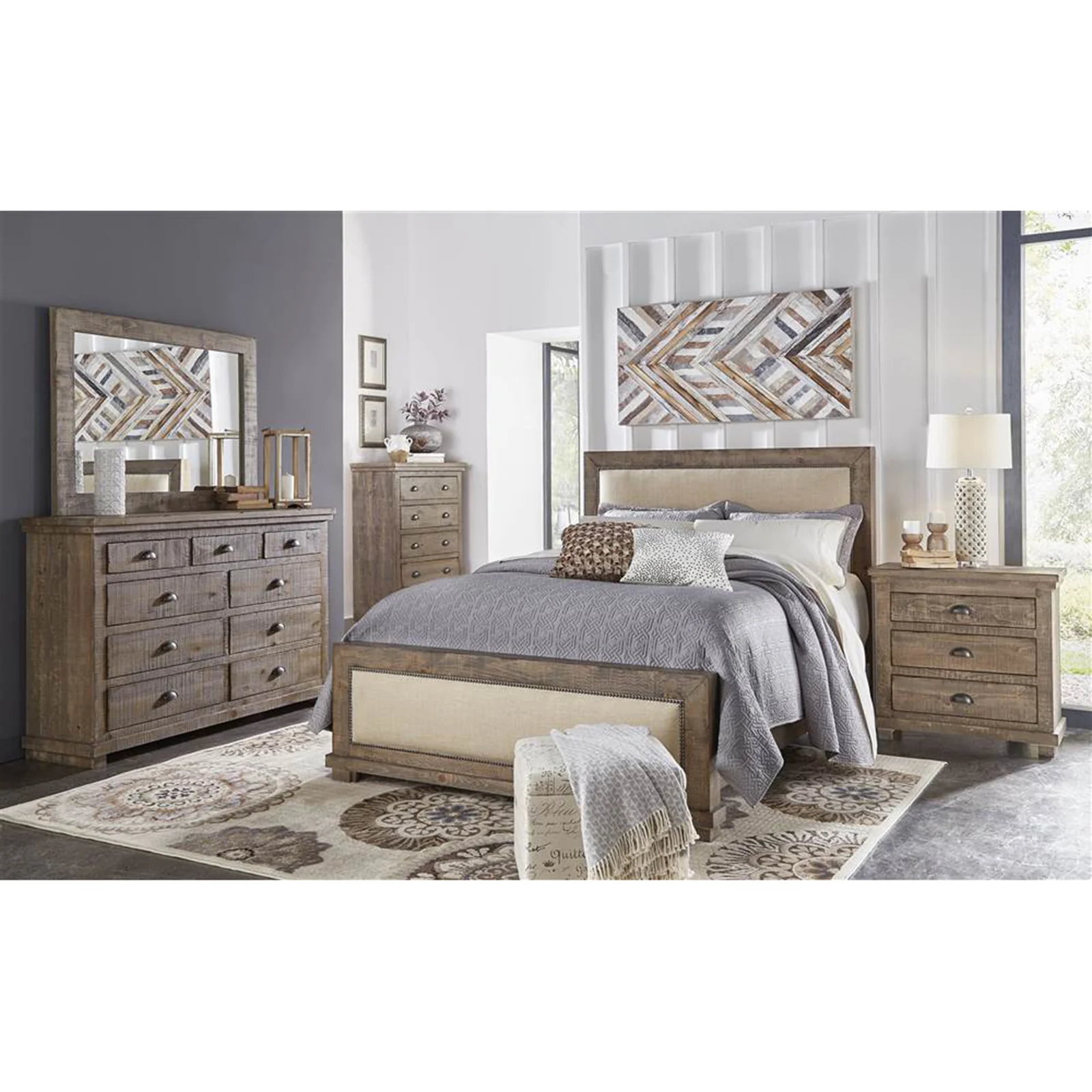 Progressive Furniture 3 Drawer Willow Nightstand - Weathered Gray