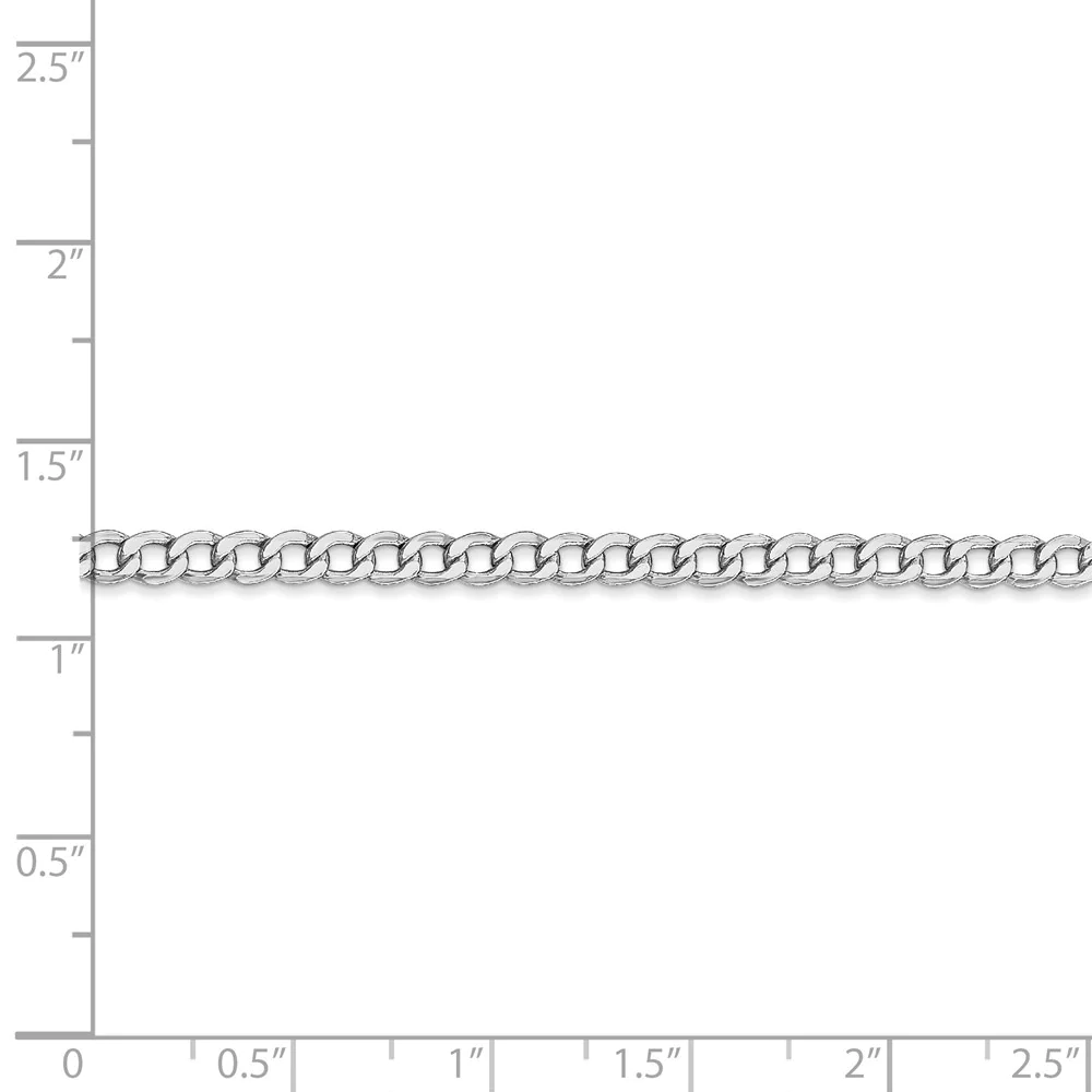 Jewelryweb 14k White Gold 3.35mm Semi-solid Curb Link Chain Ankle Bracelet - 10 Inch