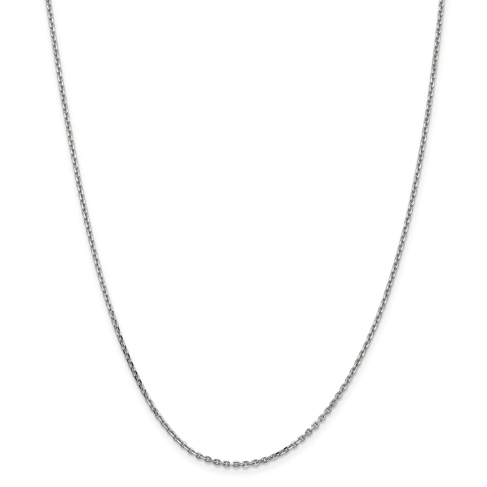 Jewelryweb 14k White Gold 1.65mm Solid D-Cut Cable Chain Anklet 9 Inch - Lobster Claw