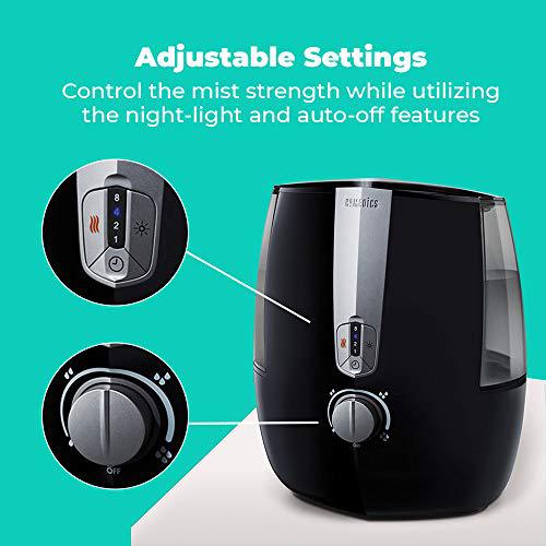 homedics totalcomfort plus ultrasonic air humidifier, adjustable 5.3l water tank with warm and cool mist for home, office, nu
