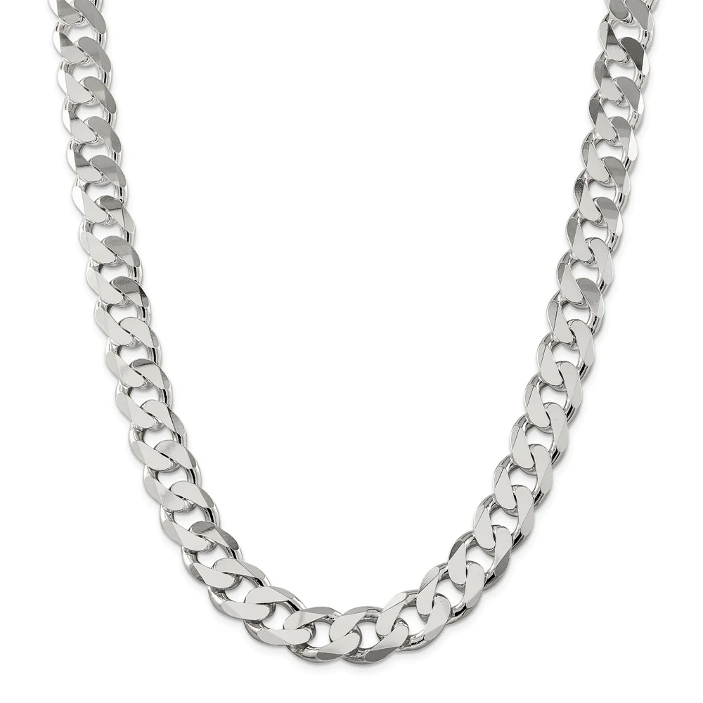 Jewelryweb Sterling Silver 15mm Curb Chain Anklet - 9 Inch - Lobster Claw