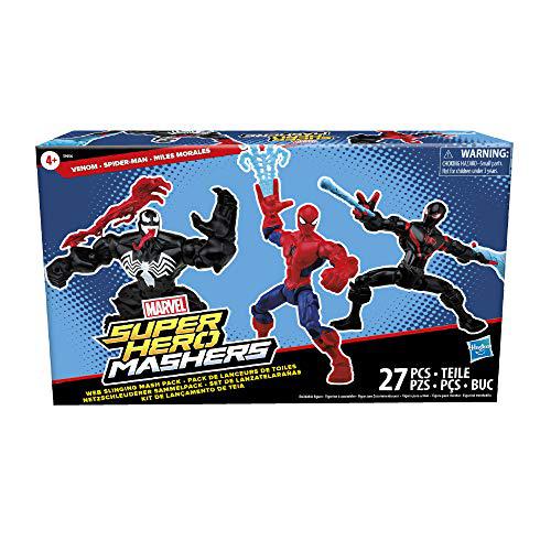 Disney hasbro marvel super hero mashers web-slinging mash collection pack with spiderman, venom and miles morales ( exclusive)
