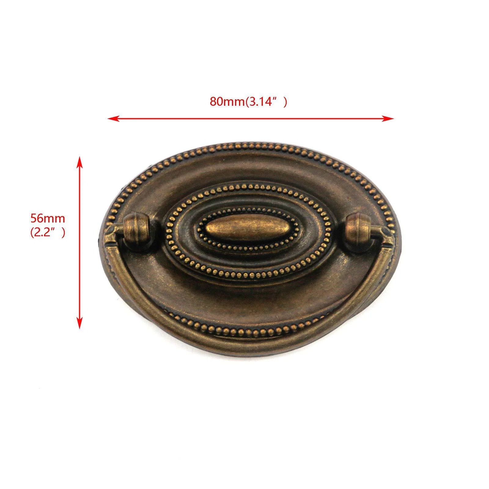 quluxe 4 pcs furniture dresser pull, antique brass bail drawer pull oval drop swing handles cabinet knob hardware