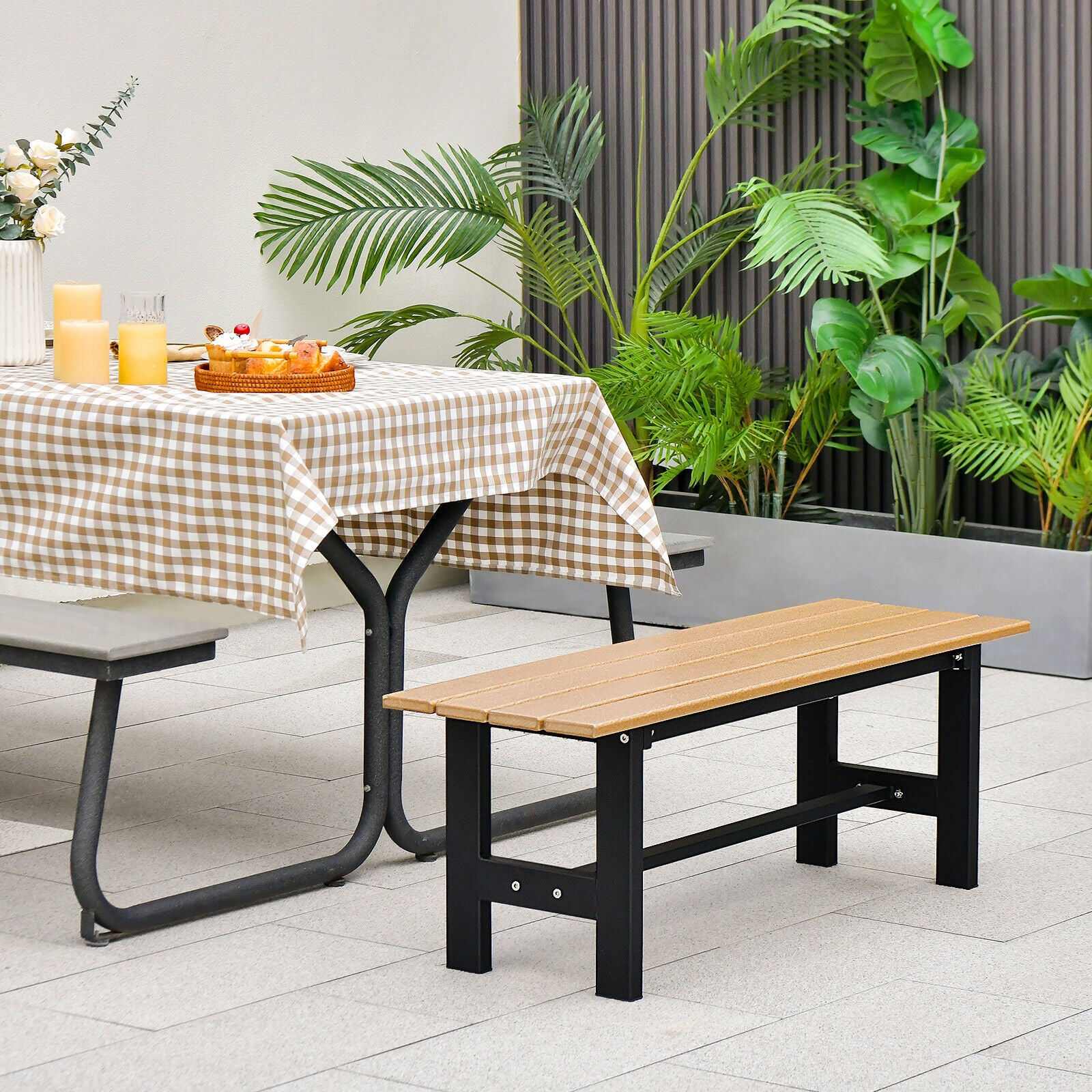 Great Choice Products 2Pcs Outdoor Hdpe Bench W/ Metal Frame 47