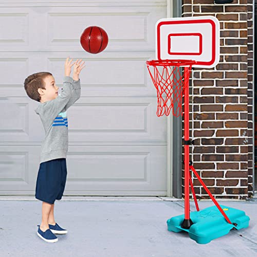 Tsomtto Kids Basketball Hoop Stand Adjustable Height 2.9 ft -6.2 ft Indoor Basketball Hoop Outdoor Toys Outside Backyard Games M