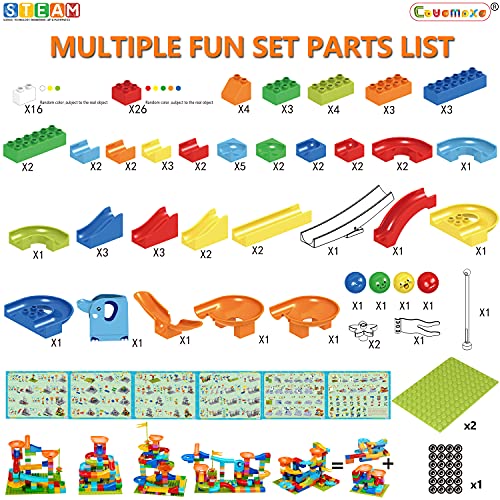 COUOMOXA Marble Run Building Blocks Classic Big Blocks STEM Toy Bricks Set Kids Race Track Compatible with All Major Brands 110