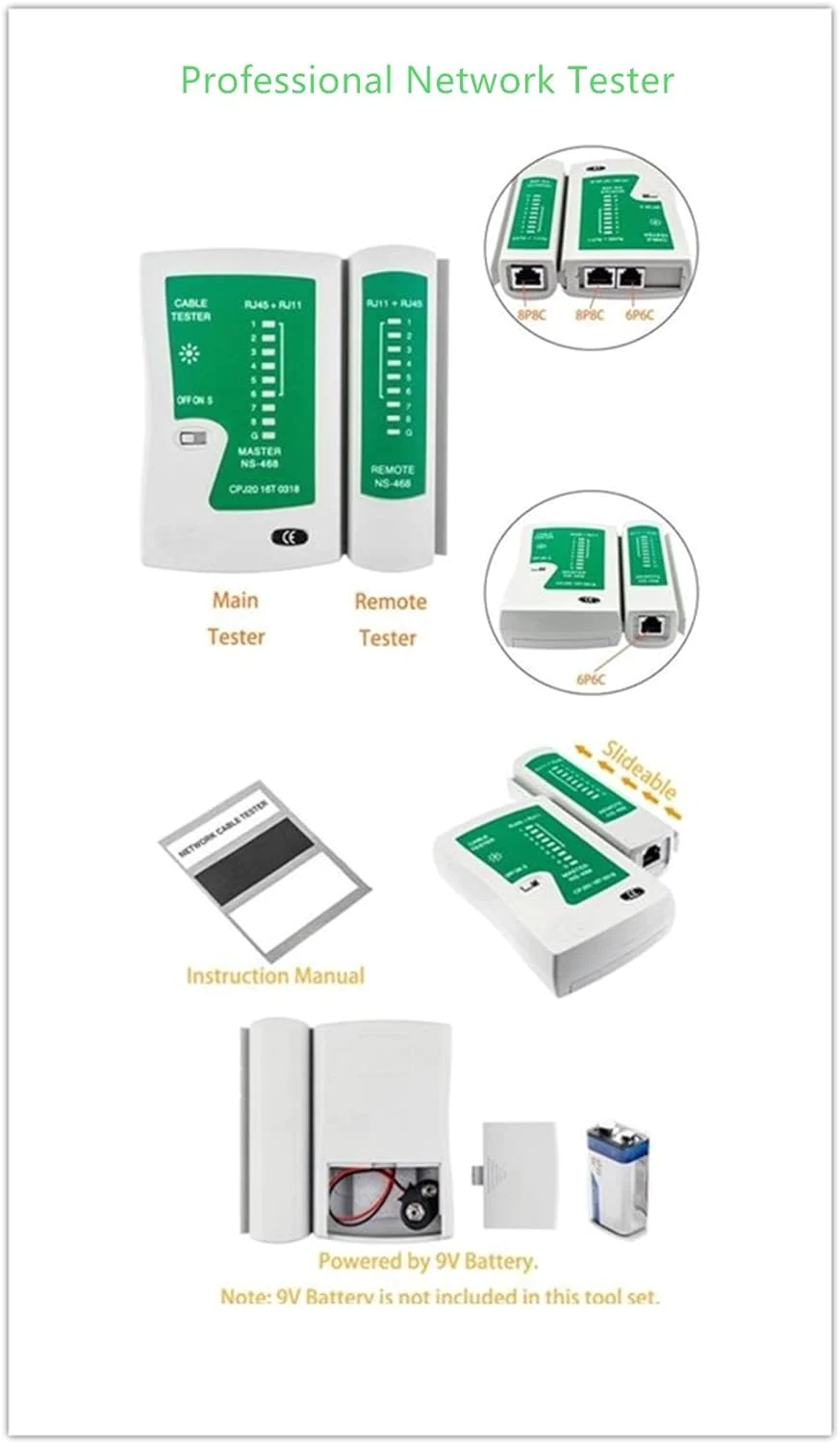Gaobige Network Tool Kit for Cat5 Cat5e Cat6, 11 in 1 Portable Ethernet Cable Crimper Kit with a Ethernet Crimping Tool, 8p8c 6p6c Conn