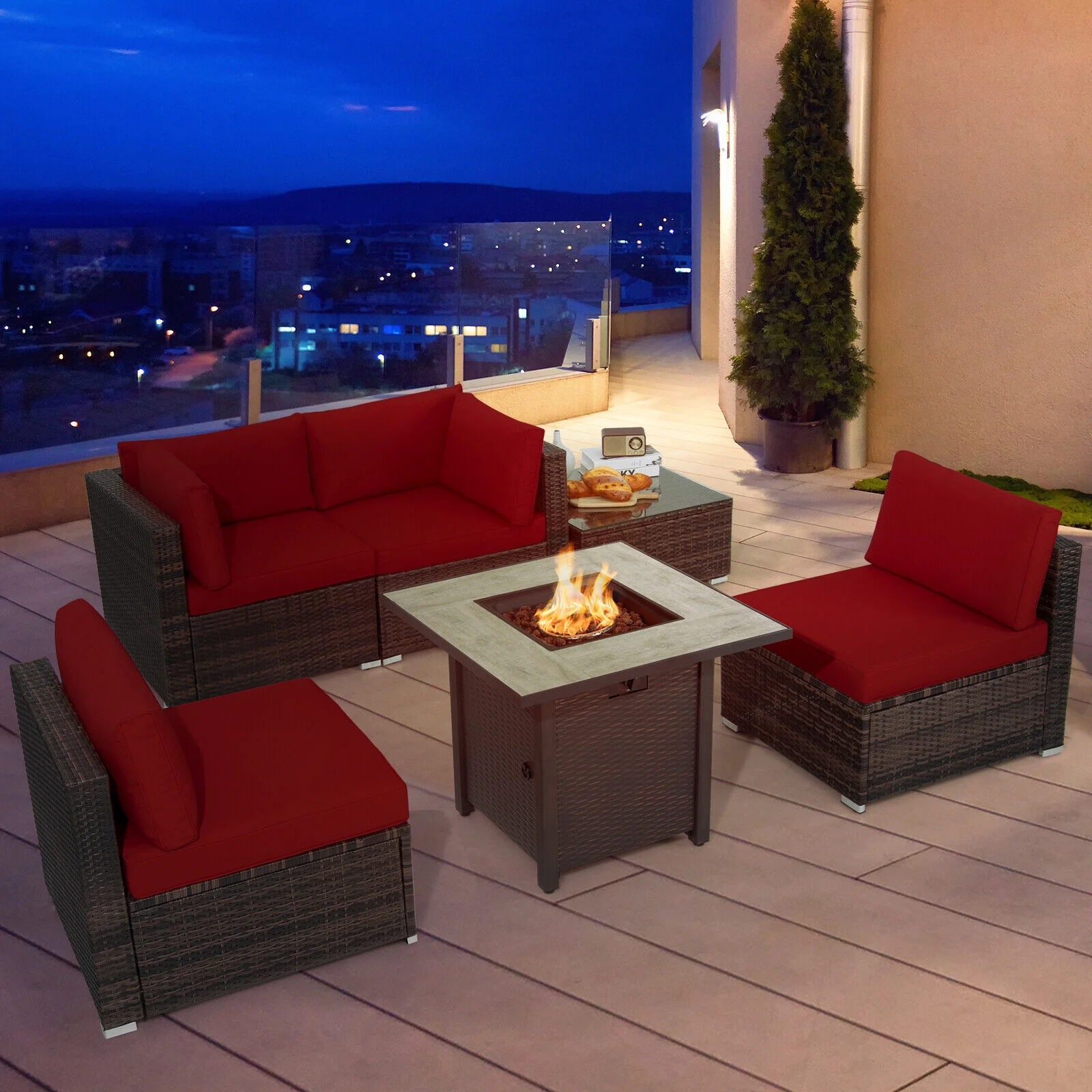 Great Choice Products 6 Pcs Patio Wicker Furniture Set 30