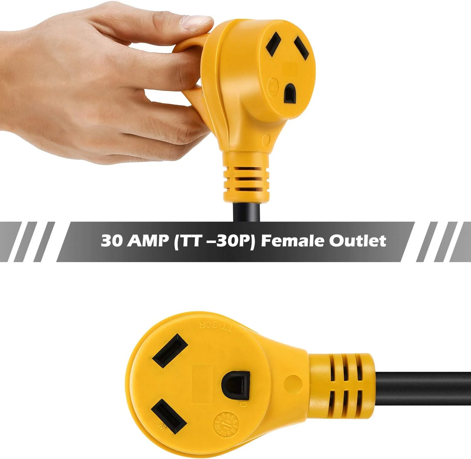 Kohree 50 Amp to 30 Amp RV Adapter 18 Inch, 50M/30F Heavy Duty RV Dogbone Electrical Adapter Power Plug with Grip Handle, 125V/3750W