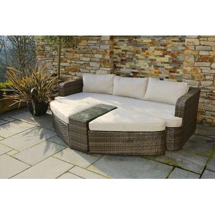 Moda Furnishings 4-piece Wicker Outdoor Daybed Sectional Furniture Patio Set