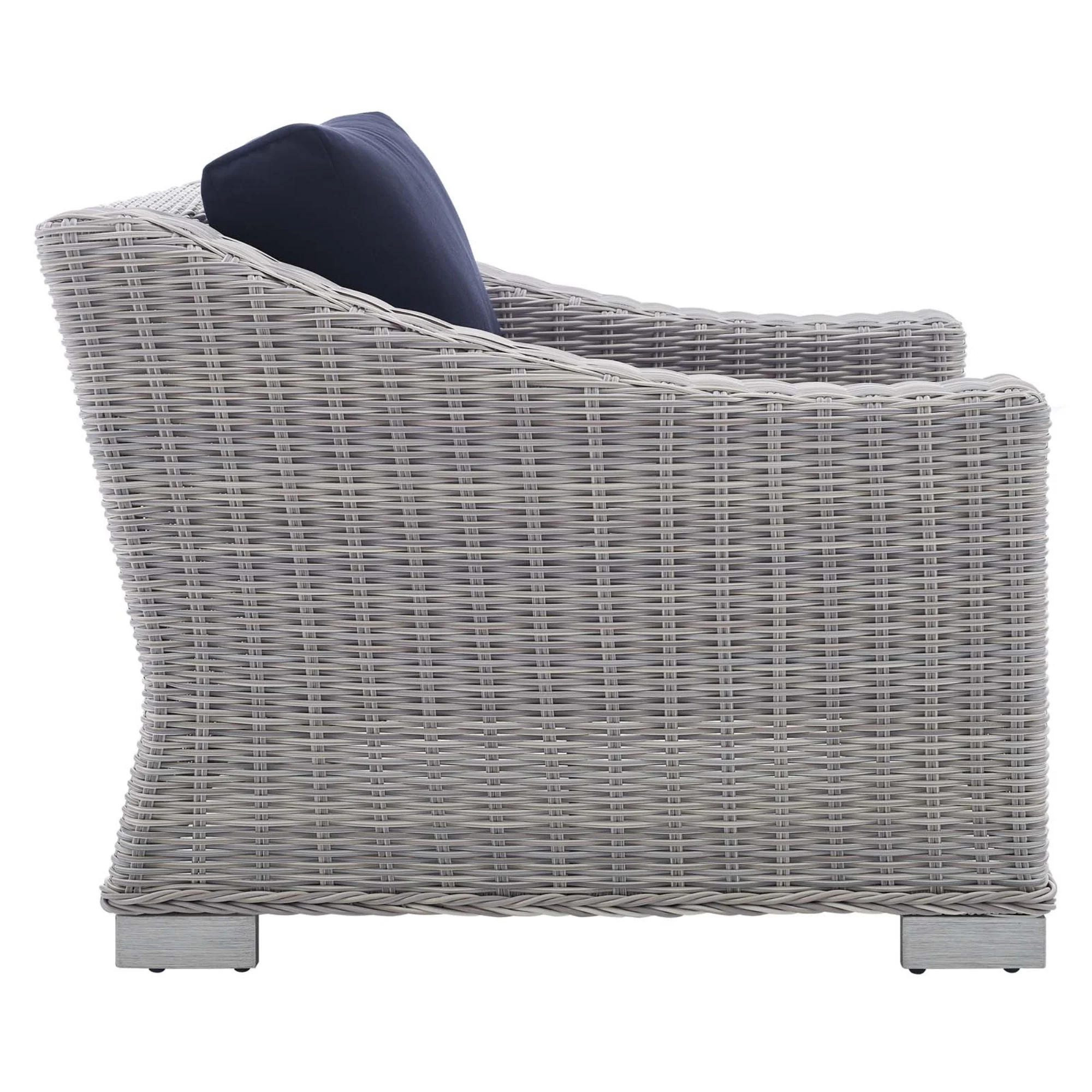 Modway Conway Sunbrella Outdoor Patio Wicker Rattan Armchair Light Gray Navy