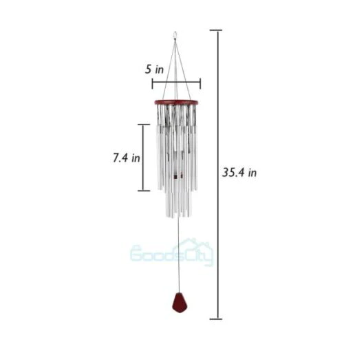 Stock Preferred Windchime Chapel Bells Outdoor Garden Home Decor Large 27 Tubes 35.43 inch Silver
