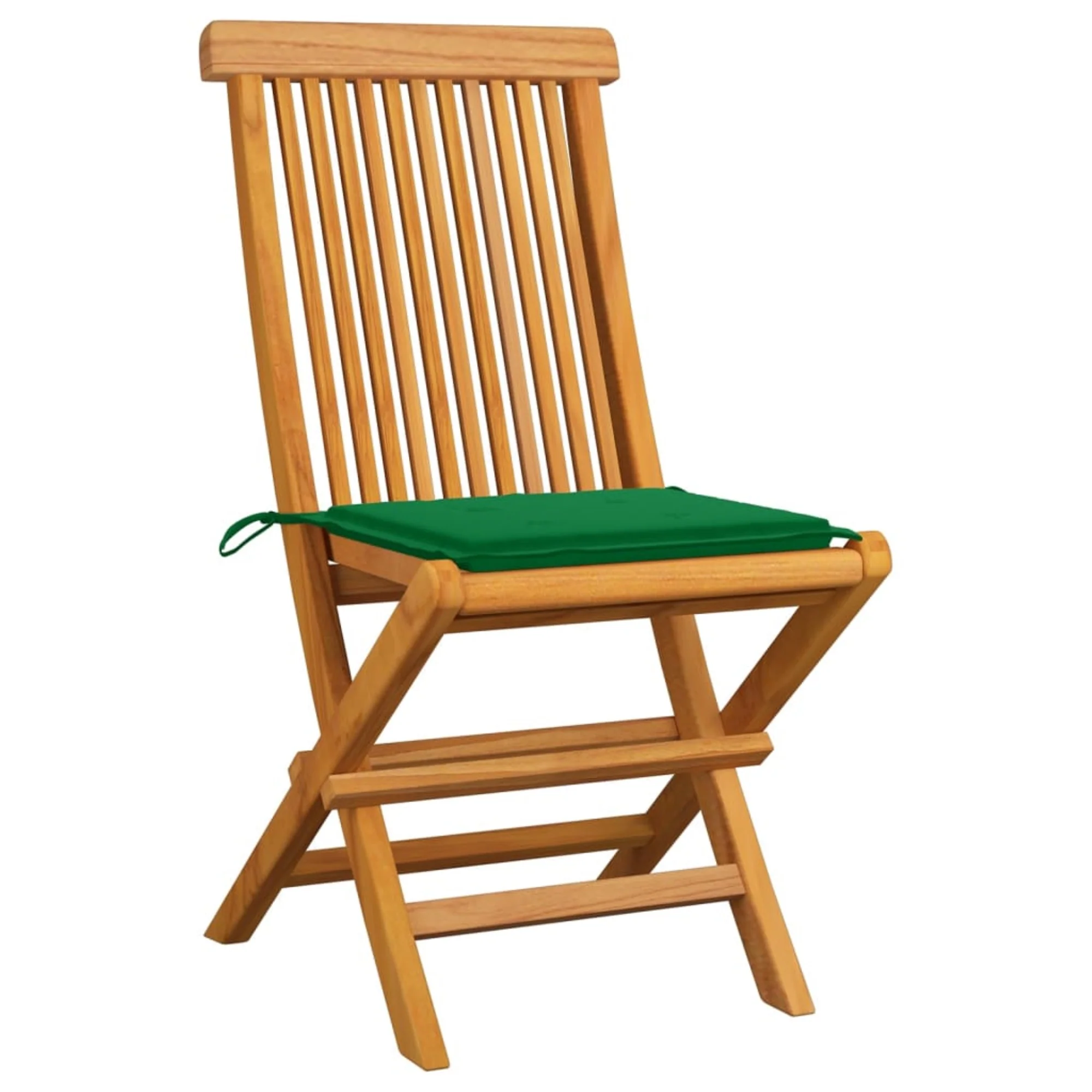 vidaXL Garden Chairs with Green Cushions 8 pcs Solid Teak Wood Brown