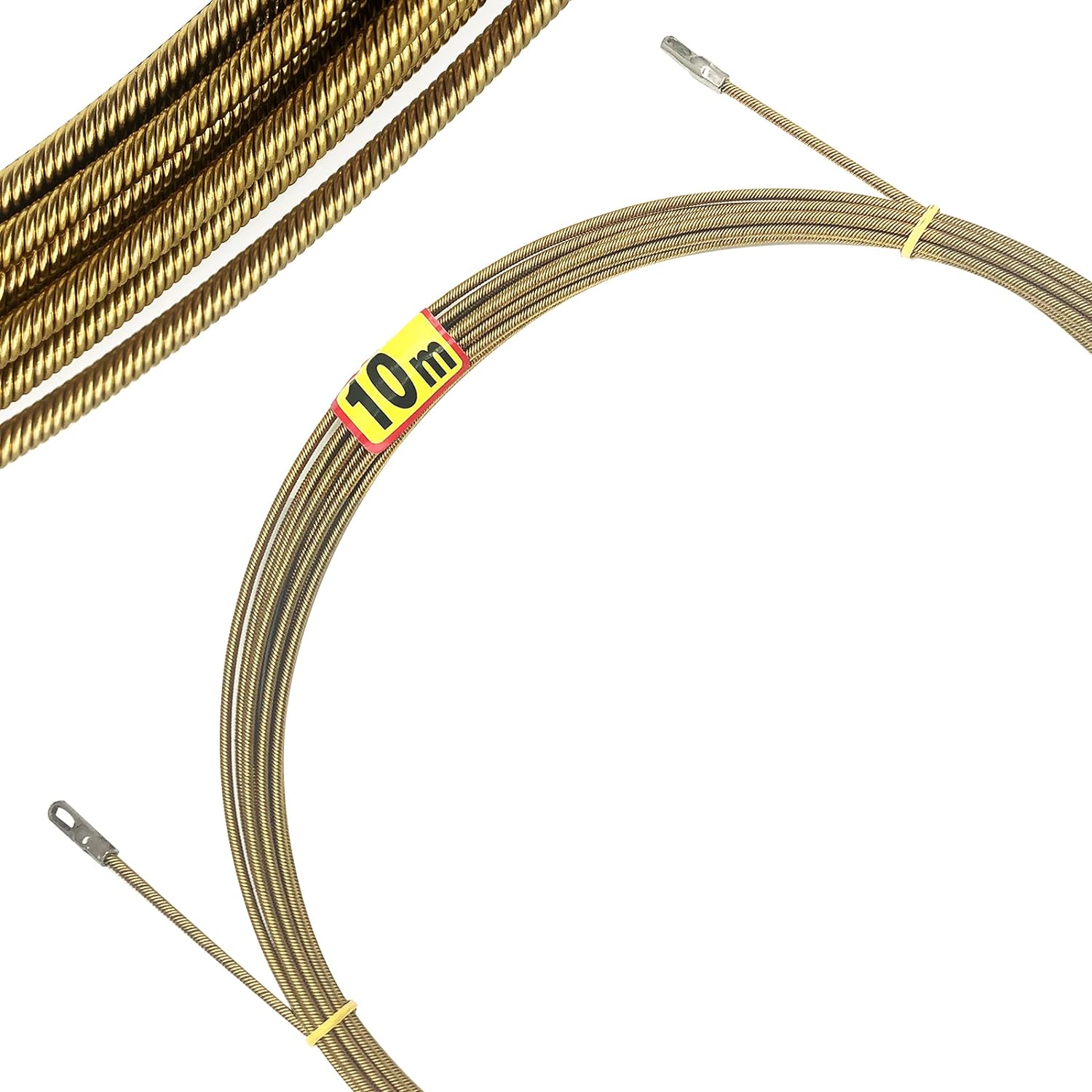 VGongTech 33ft Electrical Spring Wire Threader Fish Tape Fastener Cable Wire Puller Tool Upgraded 4 Cores Larger Leader Hole Electrician