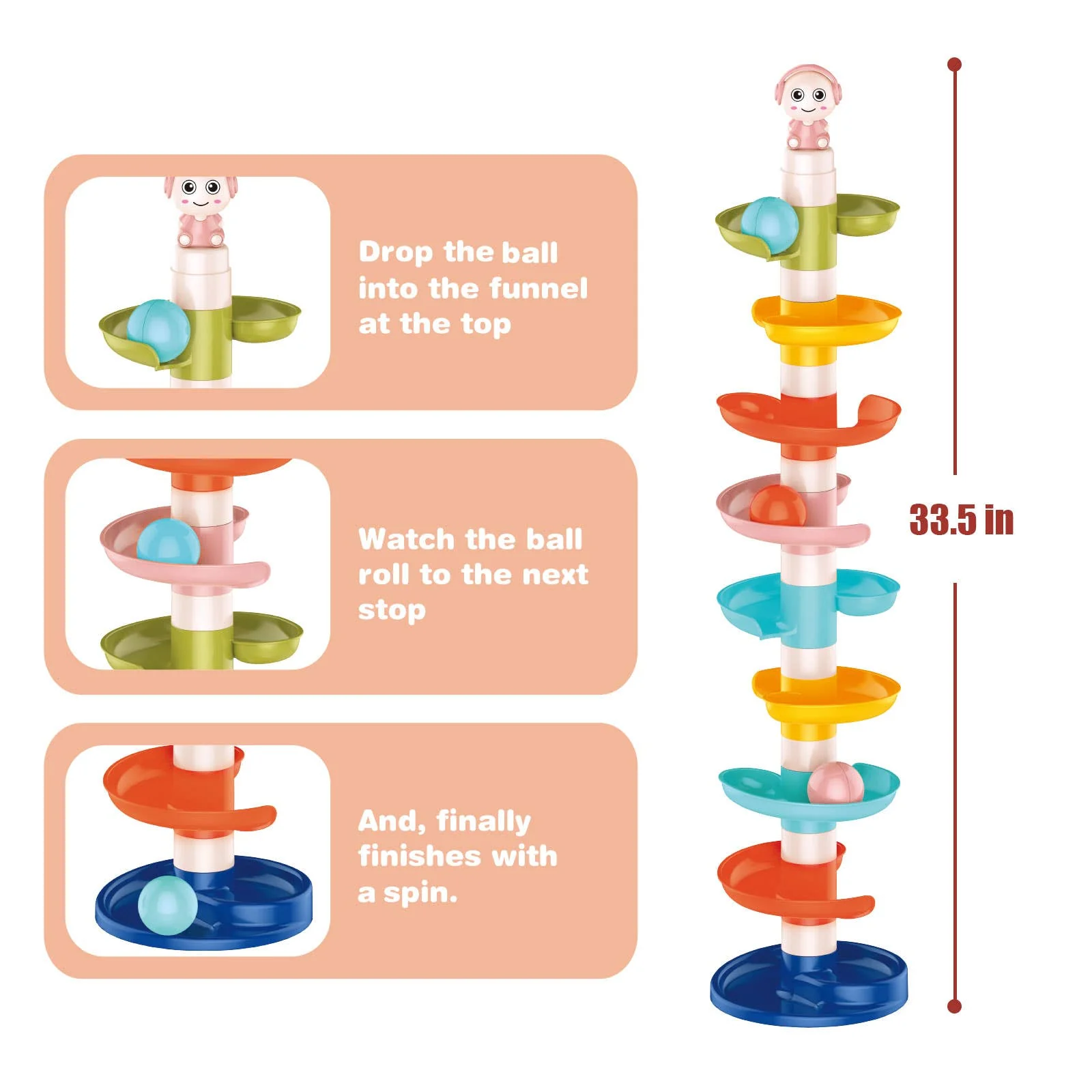 Fun Little Toys Ball Drop and Roll Tower Educational Development Toy