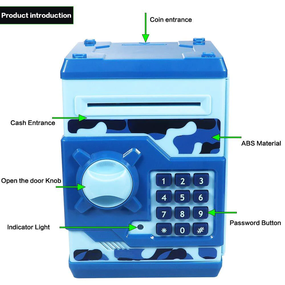 totola piggy bank electronic mini atm for kids baby toy, safe coin banks money saving box password code lock for children,boy
