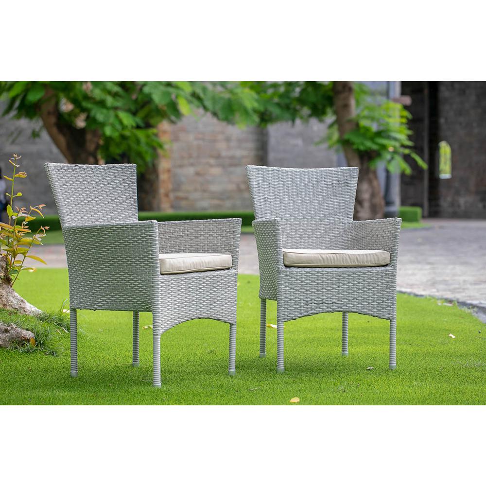 East West Furniture Wicker Patio Chair Natural Linen, BKLC103A