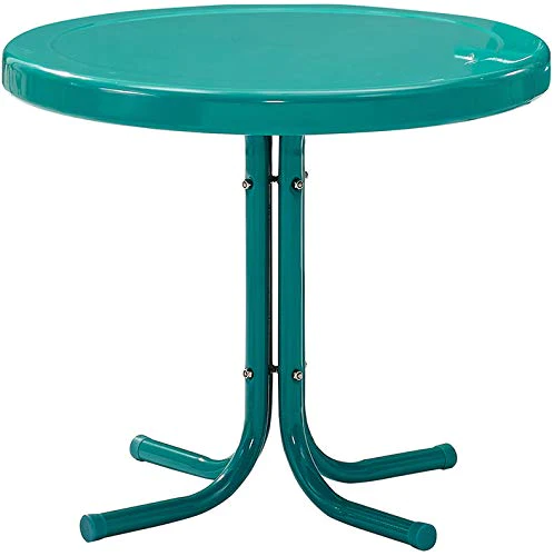 Crosley Furniture KO10012TU Ridgeland Retro Metal 3-Piece Seating Set with 2 Chairs and Side Table, Turquoise