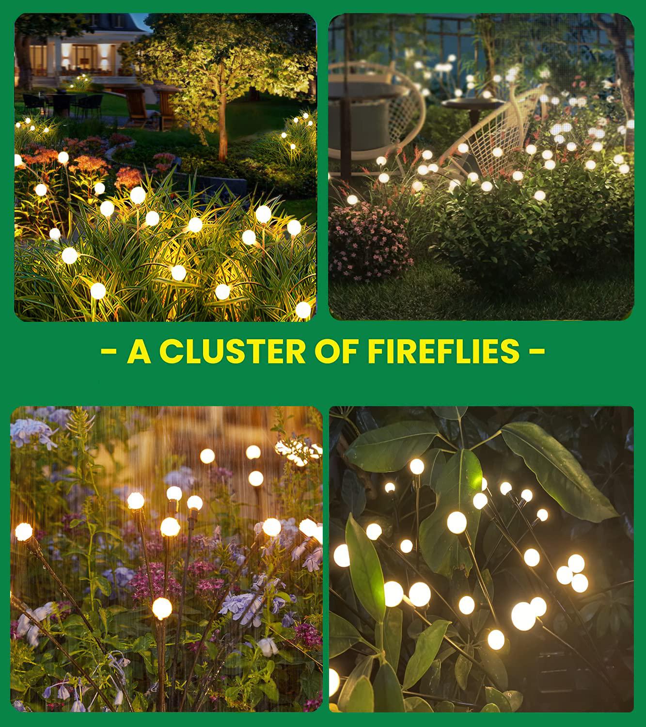 focusky solar garden lights,firefly lights 4pack 10 leds solar powered swaying outdoor lights waterproof,landscape yard patio