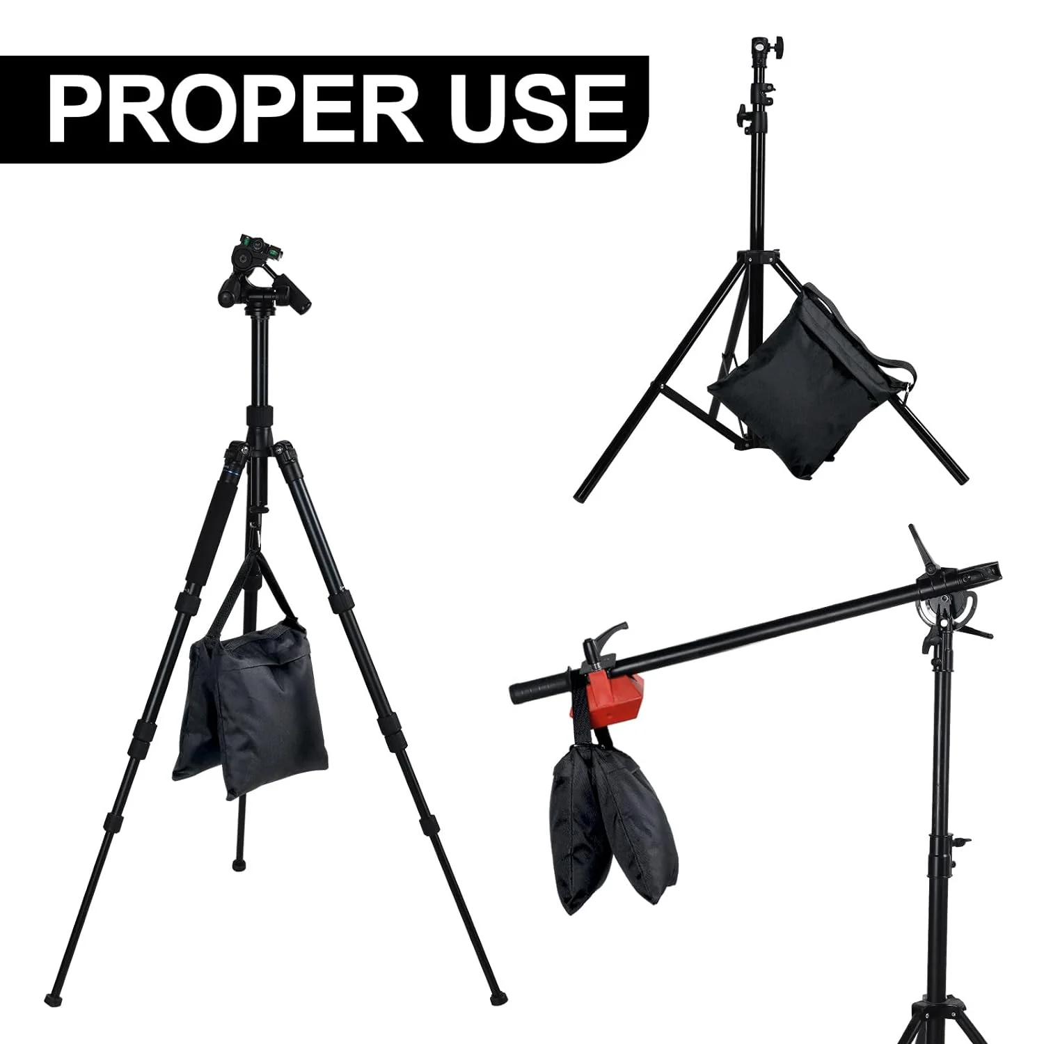 Zell Electronics Zell 12 Packs Photography Weight Bags Photo Studio Filled Weight Bag Empty Heavy Sandbag Set For Photography Tripod Stand Lig…