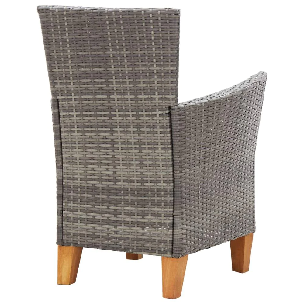 vidaXL Garden Chairs 2 pcs with Cushions Poly Rattan Gray, 46003