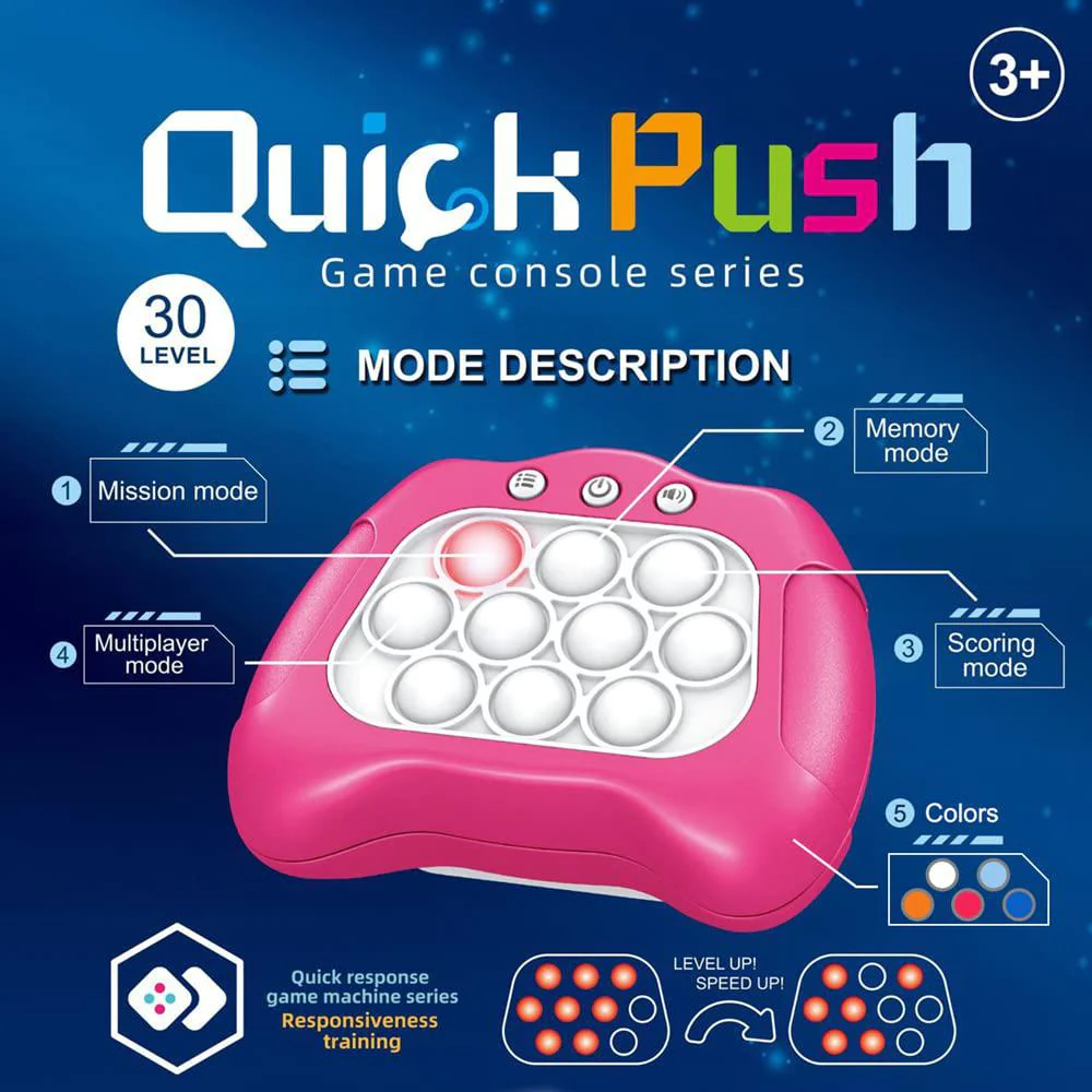 Haifeng pop quick push game console series toys for kids, interesting push bubble fidget stress relief toys, puzzle pop light up game