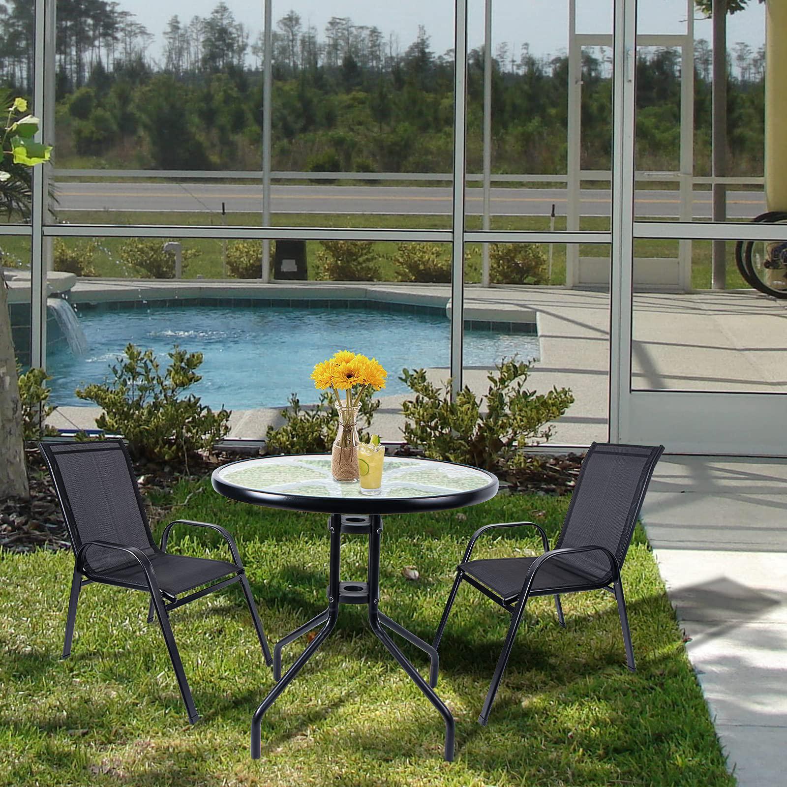 vipush patio bistro set, 3 piece outdoor patio furniture set, patio table and chairs indoor conversation set for backyard por