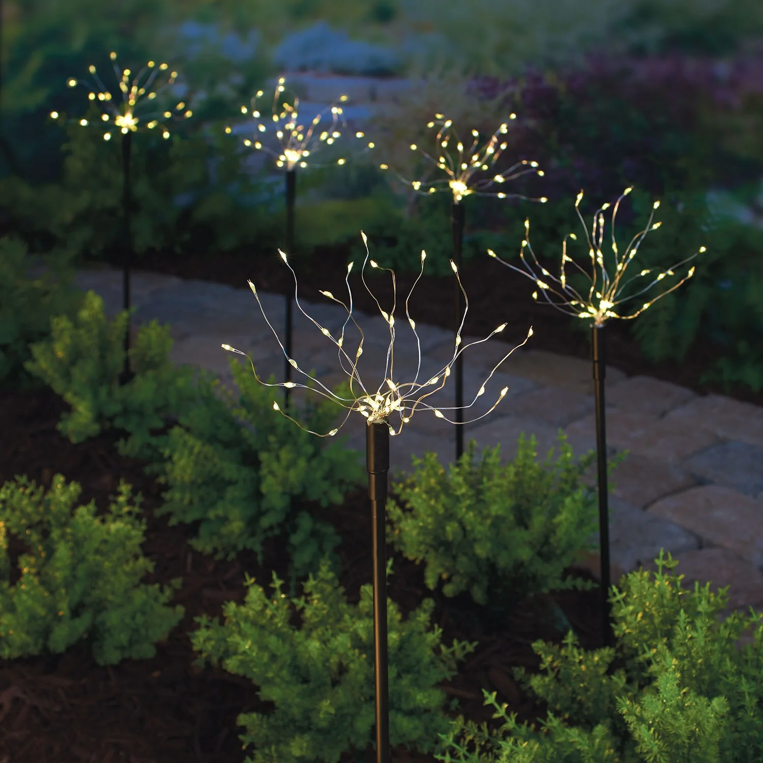 ART &a; ARTIFACT Sparkle Garden Stakes - Set of 5 LED Solar Firefly Lights Garden Decor
