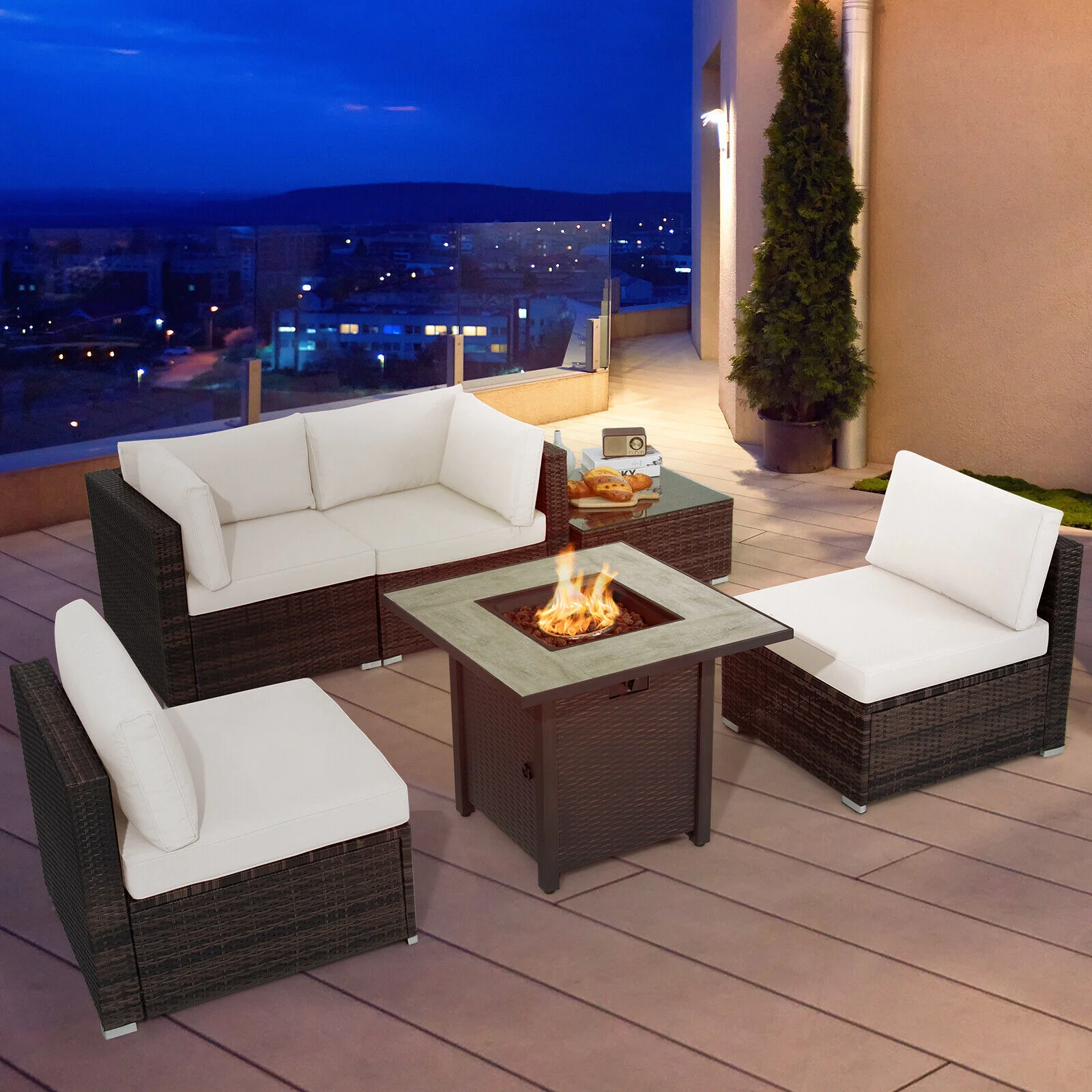 Great Choice Products 6 Pcs Patio Wicker Furniture Set 30