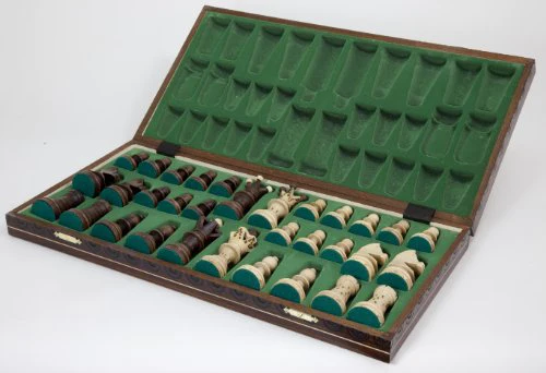Wegiel Handmade European Ambassador Chess Set - Wooden 21 Inch Beech &a; Birch Board With Felt Base - Carved Hornbeam &a; Sycamore W
