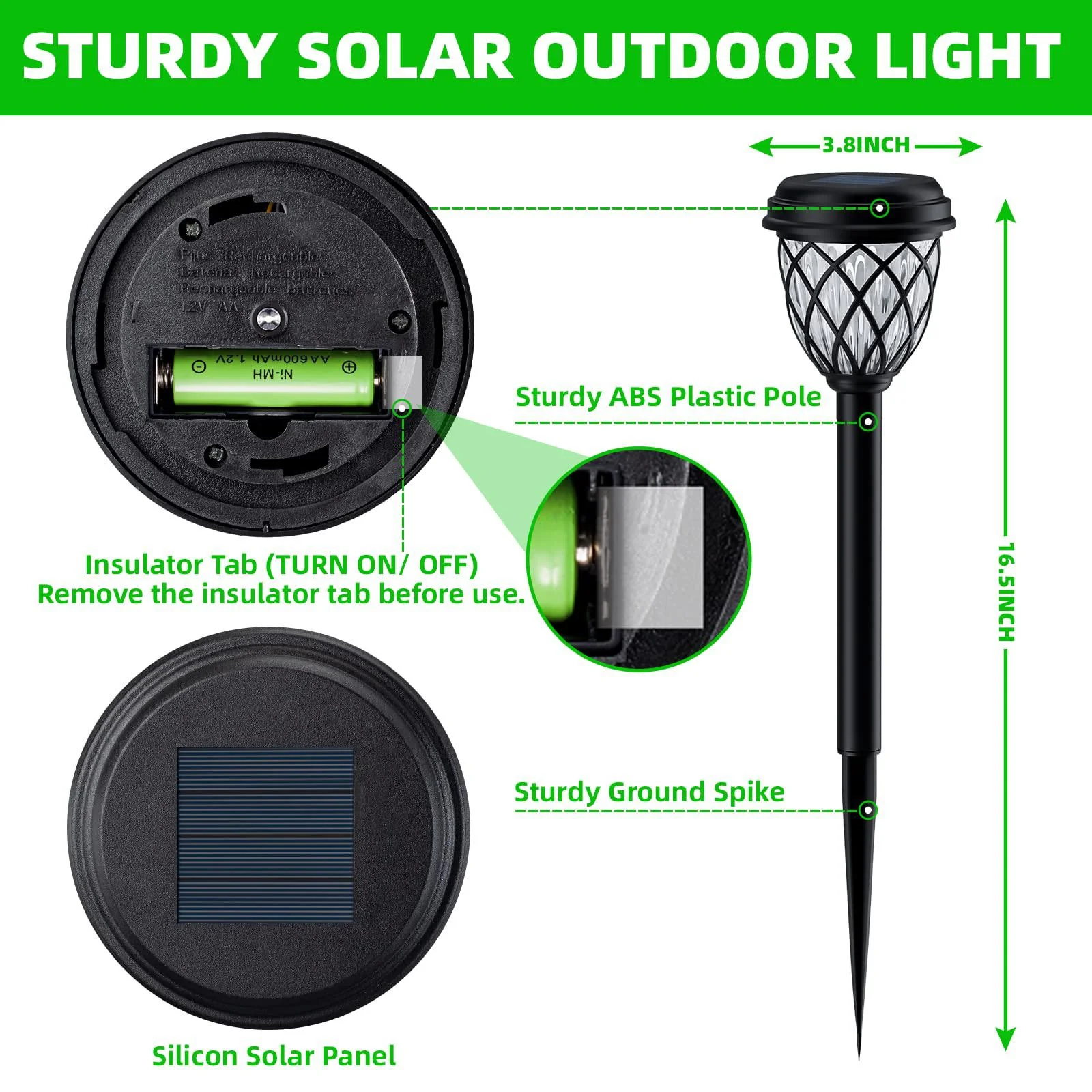 ruhotili solar outdoor lights, solar lights outdoor waterproof ip65, bright powered by solar garden lights for patio, yard, d