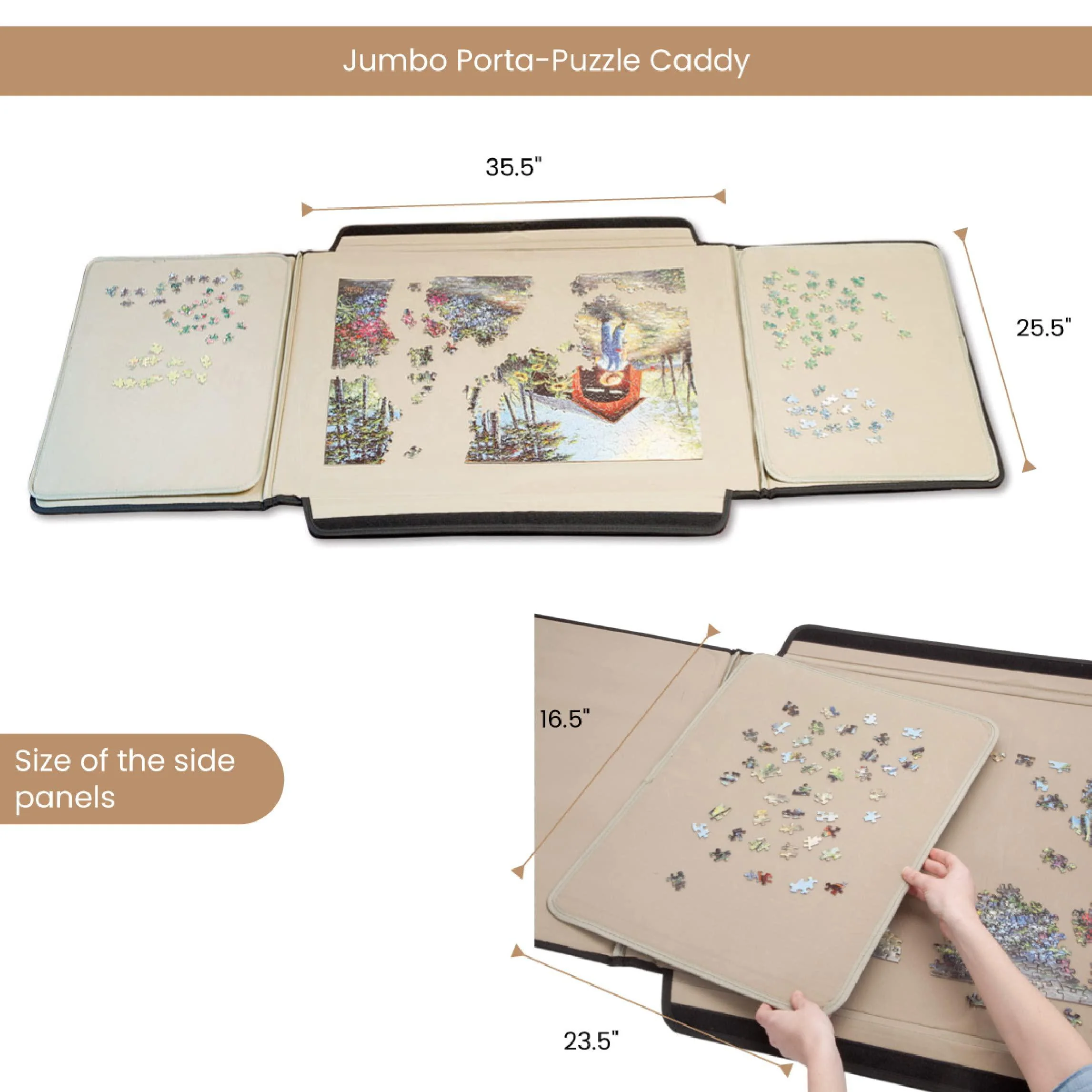 bits and pieces - 1500 piece size porta-puzzle jigsaw caddy - puzzle accessories - puzzle table - 24