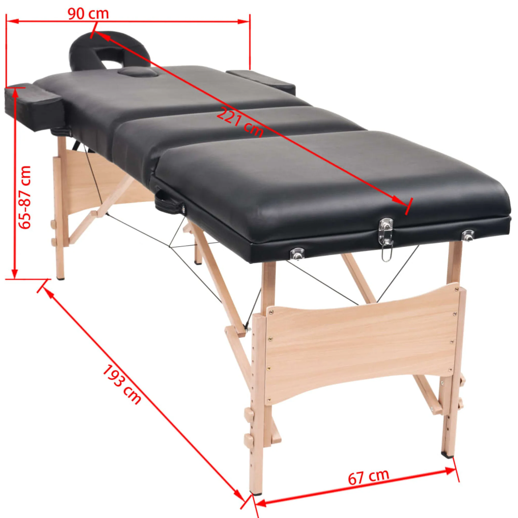 vidaXL 3-Zone Folding Massage Table and Stool Set 3.9