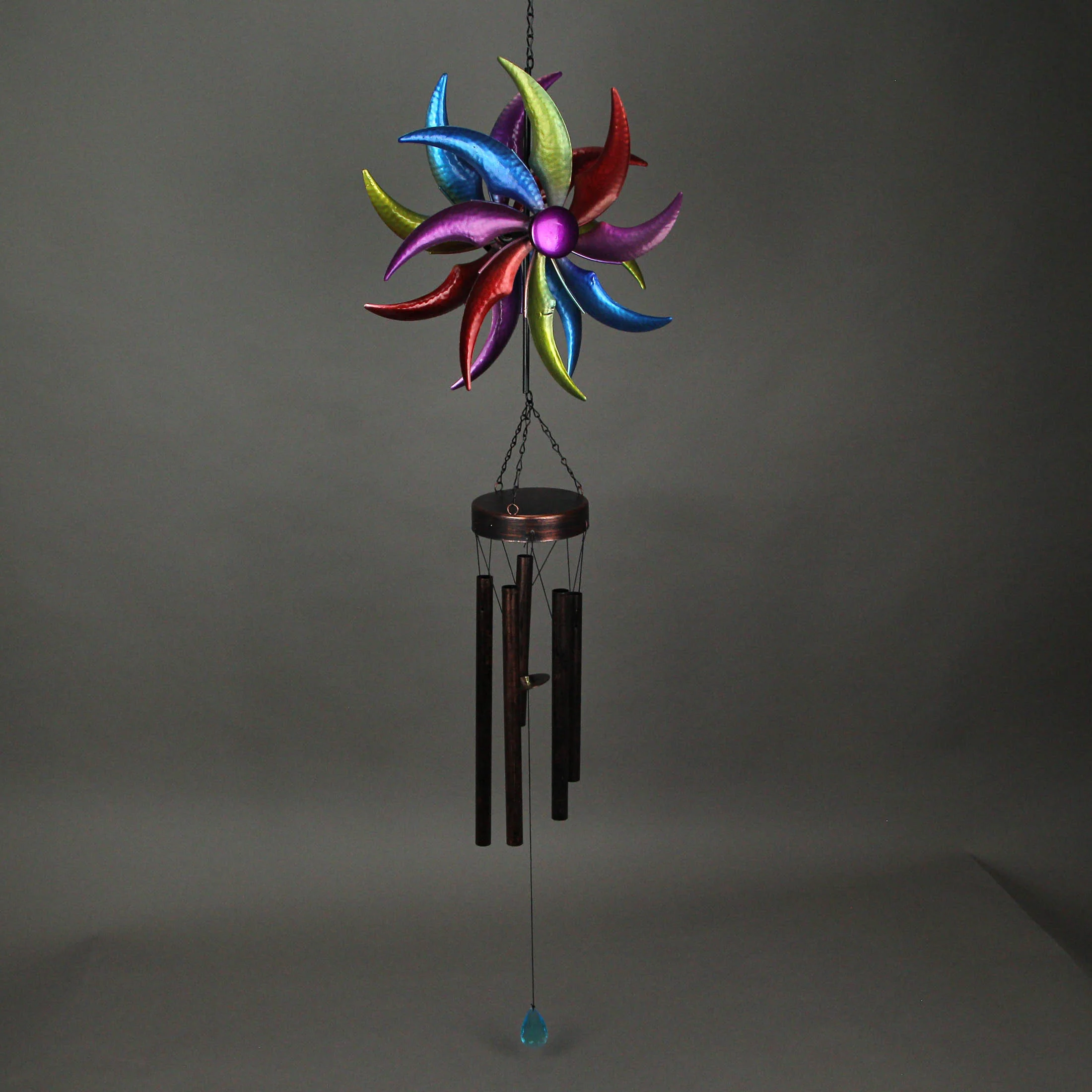 Things2die4 Metal Rainbow Wind Spinner Hanging Chimes Outdoor Decor Garden 46 Inch