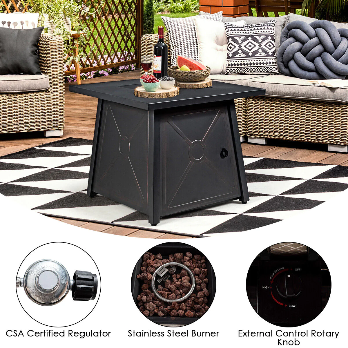 Great Choice Products 9Pcs Patio Rattan Furniture Set Space Saving 30