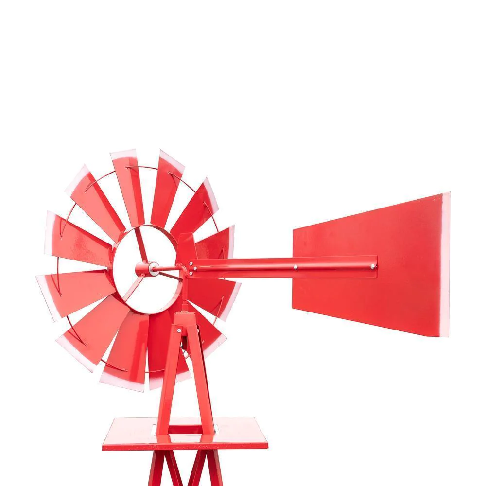GCP Products 8Ft Outdoor Metal Windmill Yard Garden Decoration Wind Mill Color Red Us