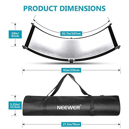 neewer clamshell light reflector diffuser with 2m light stand and carrying bag, 66?24?/155x61cm photography curved lighting r