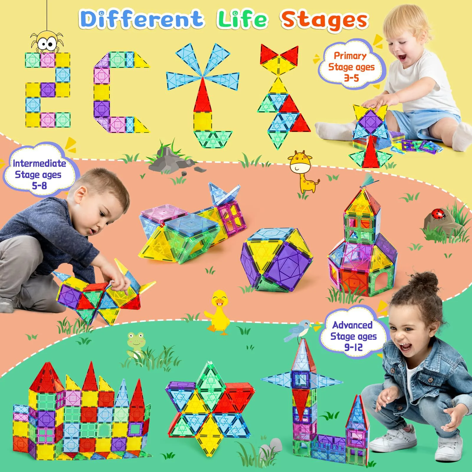 GobiDex magnetic tiles for 3+ year old boys and girls kids magnet toys 3d magnets building blocks stem toddlers gift