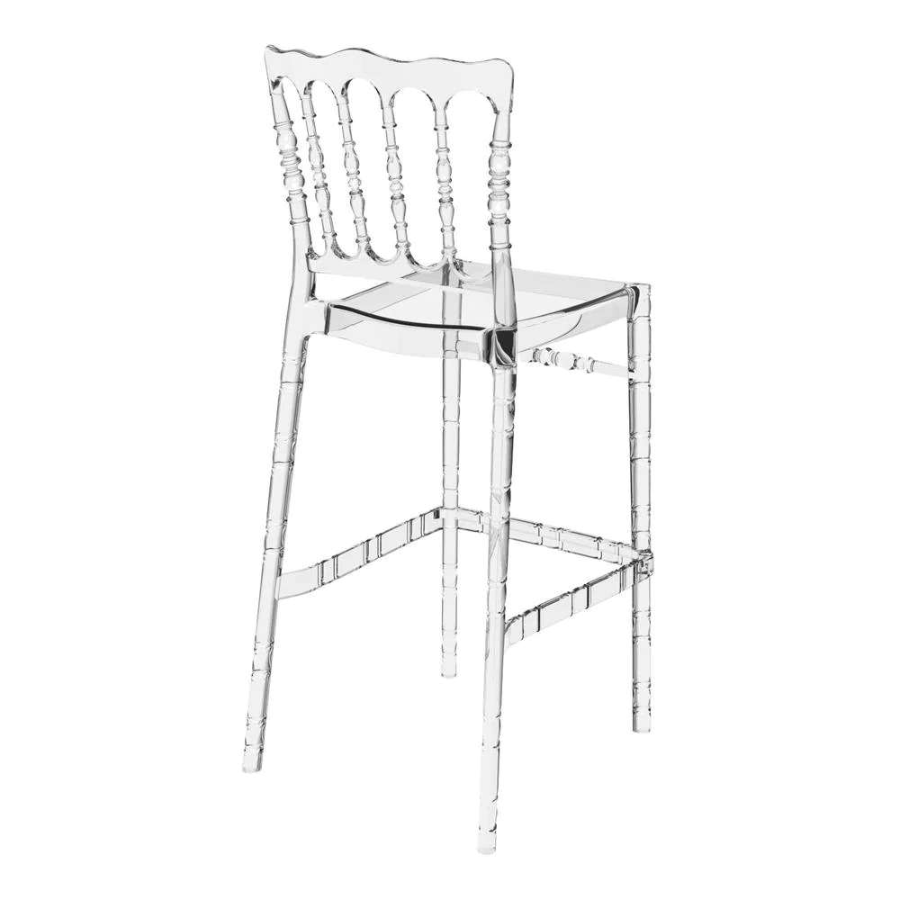 Belen Kox Polycarbonate Bar Stool, Transparent Clear, Set of 2, Belen Kox