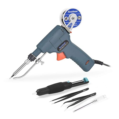 Toolour 6-in-1 Soldering gun Toolour Solder gun Kit, 60W Temp Adjustable Solder Iron gun, Automatic Hand-held Welding guns with Tin Wire