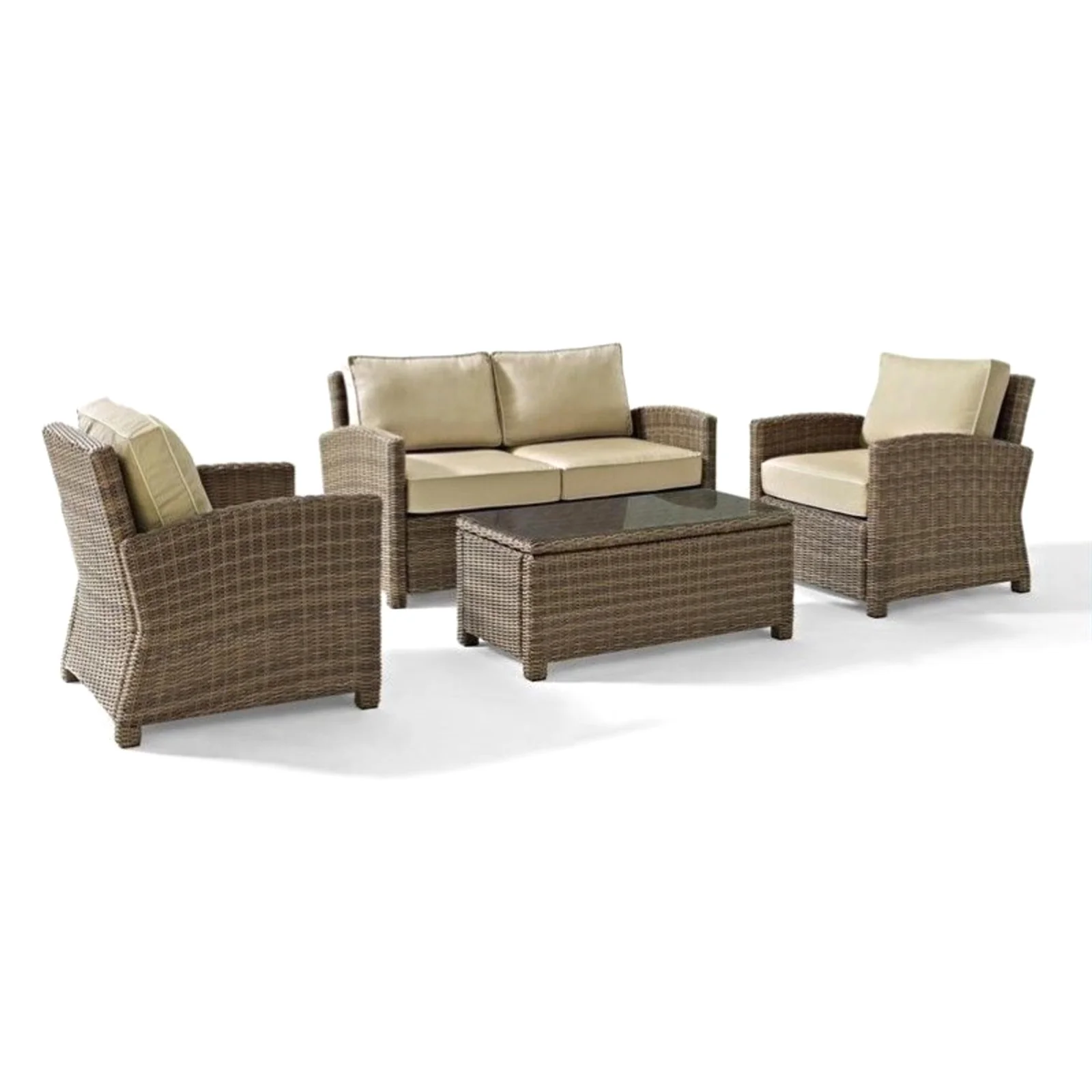 Crosley Furniture Bradenton 4pc. Wicker Outdoor Seating Set with Sand Cushions