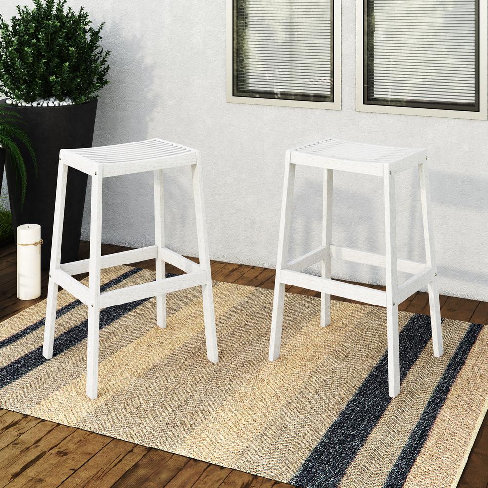 CorLiving Miramar Whitewashed Hardwood Outdoor Bar Stool