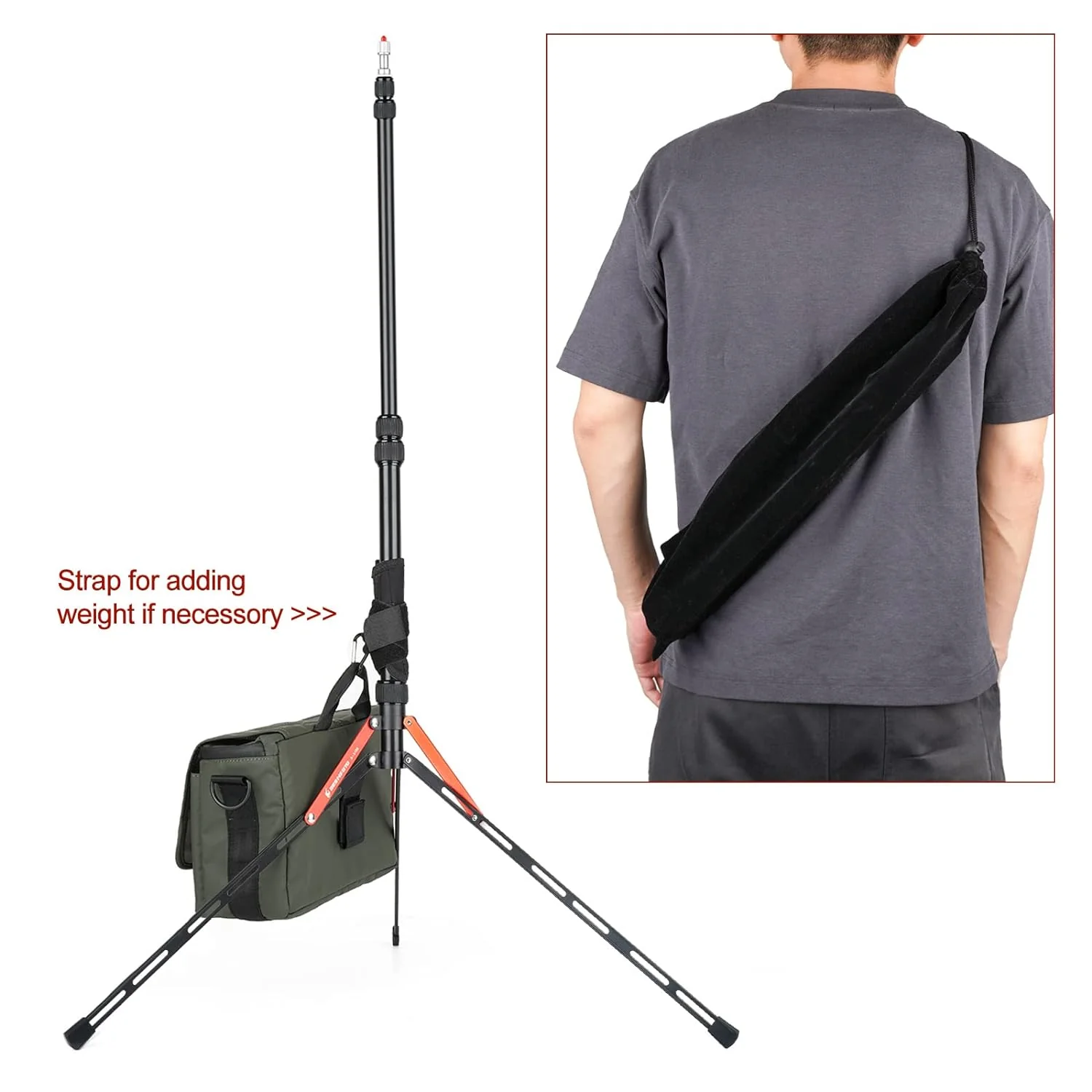 Zell Electronics Zell Photography Travel Light Stand Tripod Portable Aluminum Lightweight 220Cm/ 7Ft Photo Studio Tripod For Strobe Reflector …