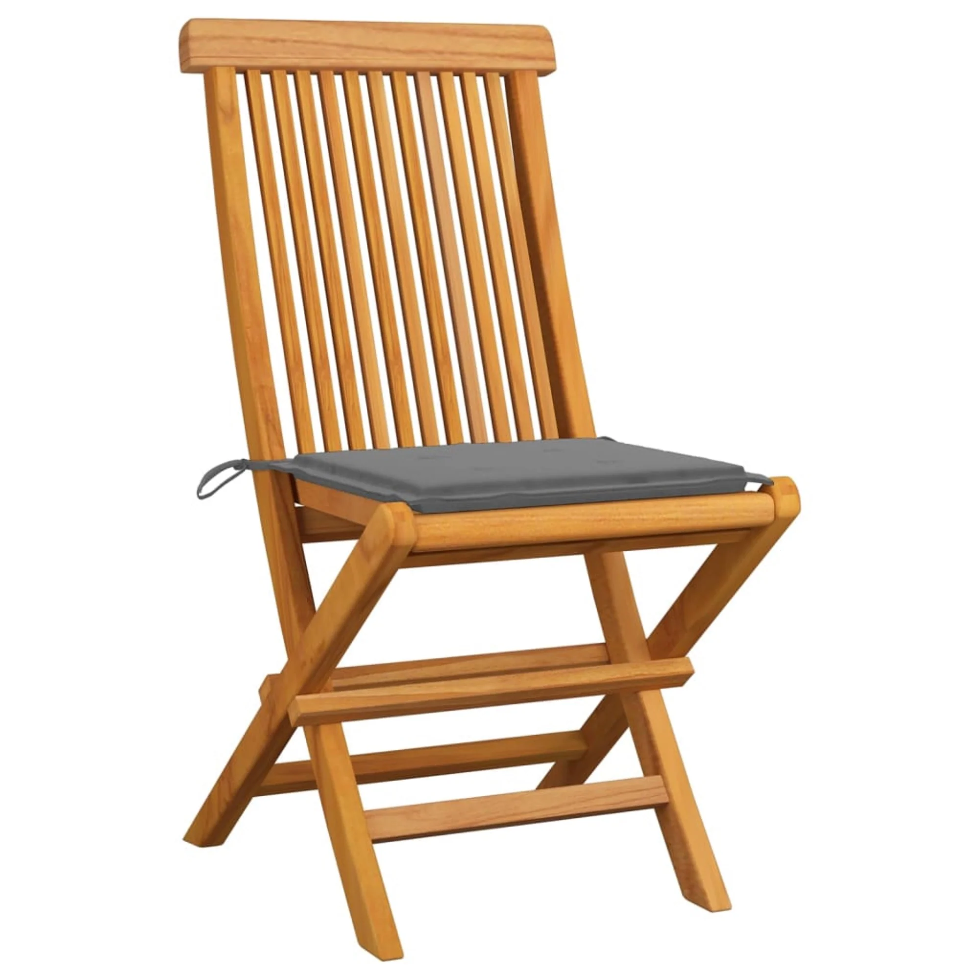 vidaXL Garden Chairs with Gray Cushions 8 pcs Solid Teak Wood Brown