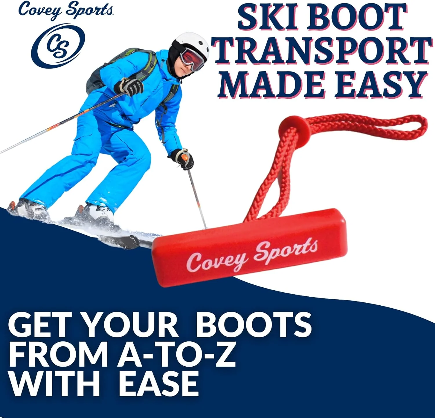 Covey Sports Ski Boot Carrier Tote Holder - (Black