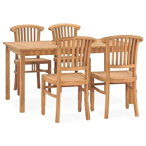 vidaXL Solid Teak Wood Patio Dining Set 7 Piece Wooden Table Chair Dinner Dinette Garden Outdoor Balcony Backyard Terrace Lounge